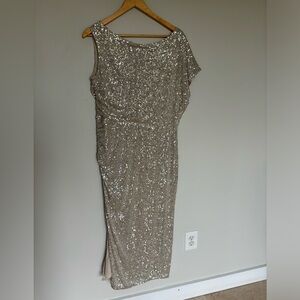 River Island (& Other Words) Champagne Sequin One Shoulder Dress